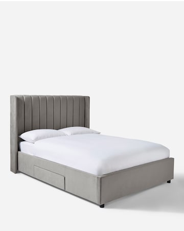 Eloise Winged Velvet Storage Bed with 3 Layer Memory Foam Hybrid Mattress