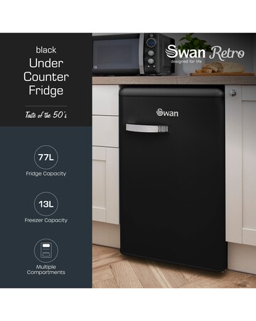 Swan SR11035BNE Retro Under Counter Fridge 90L - Black