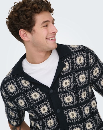 Only & Sons Bart Crochet Shirt - Navy