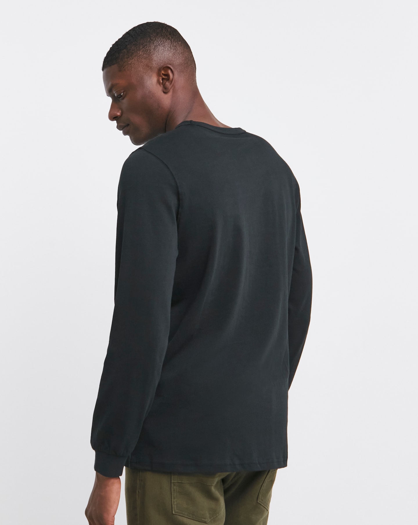 Heavyweight Long Sleeve T-Shirt Long Length- Black | Jacamo