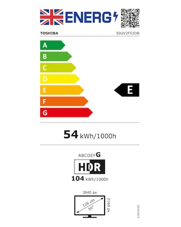 Toshiba 50UV2F53DBU 50in Smart TV 4K UHD HDR LCD Freely TV with Amazon Alexa