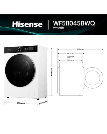 Hisense KitchenFit 5i Series WF5I1045BWQ 10.5kg Washing Machine - White