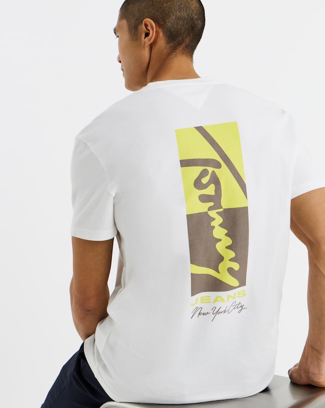 Tommy Jeans Short Sleeve Regular Signature Block T-Shirt - Ecru