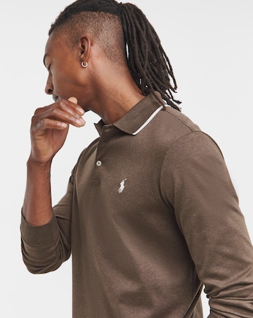 Polo Ralph Lauren Long Sleeve Tipped Soft Cotton Polo - Brown