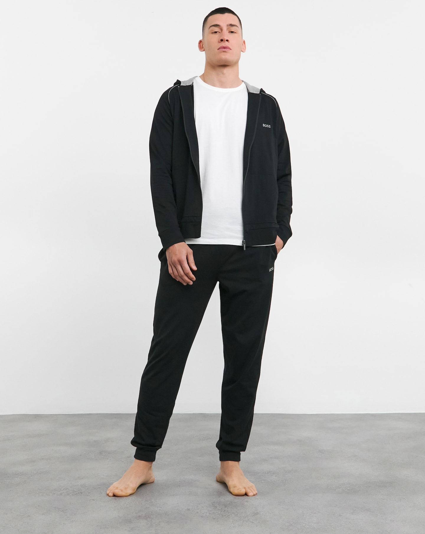 Boss bodywear lounge full zip sweatshirt black online