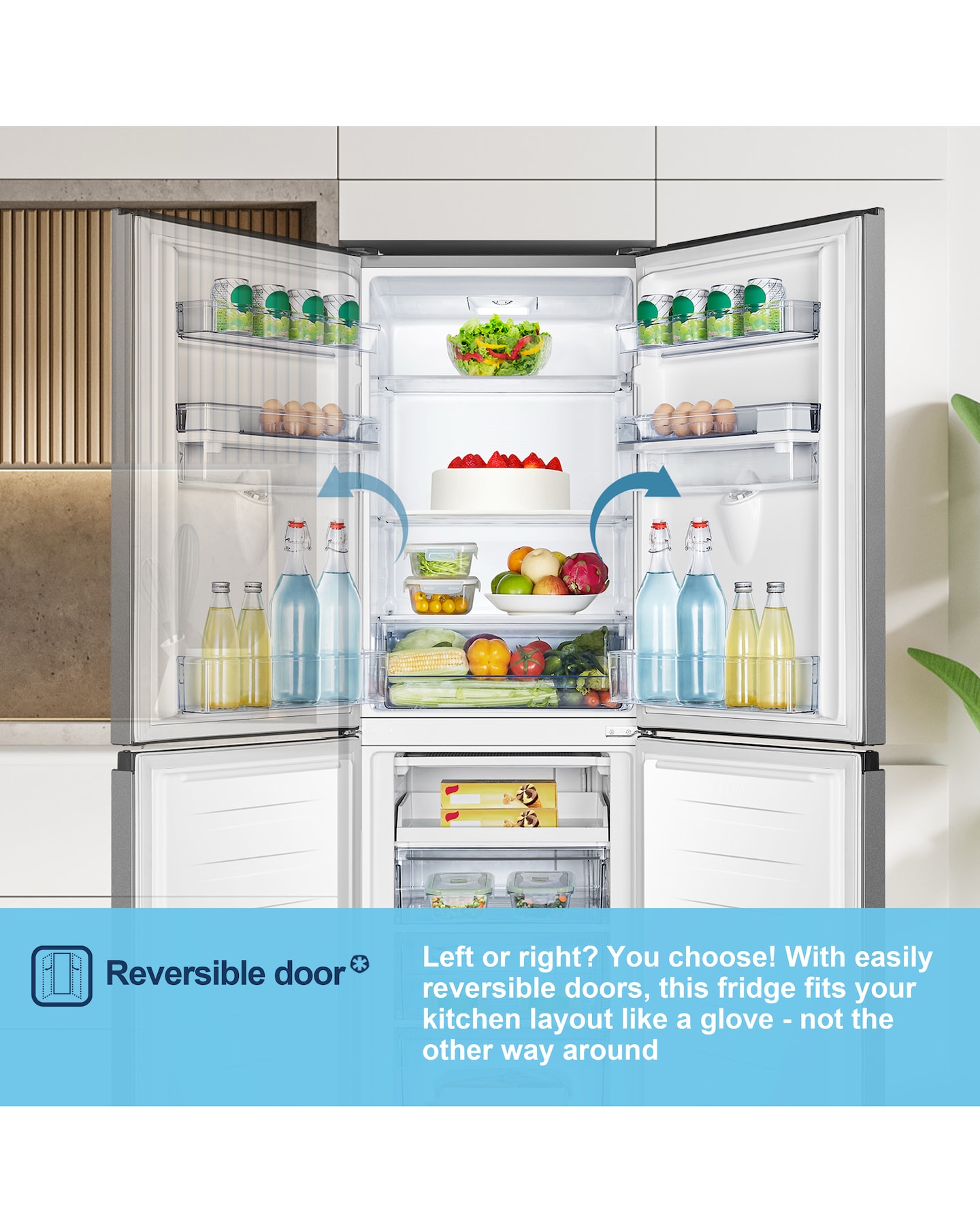 Fridgemaster MC55240DES Fridge Freezer with Water Dispenser- E