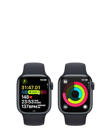 Apple Watch Series 9 Cellular 41mm Midnight Aluminium Case, Sport Band - M/L
