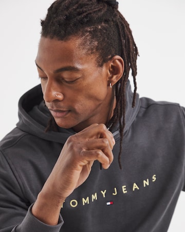 Tommy Jeans Linear Logo Hoodie - Black