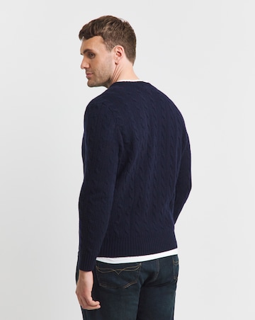 Polo Ralph Lauren Navy Cashmere Mix Cable Jumper