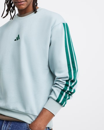 adidas 3 Stripes Fleece Crew Neck Sweatshirt