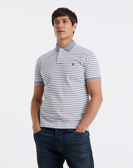 Polo Ralph Lauren Short Sleeve Stripe Polo - Navy/White