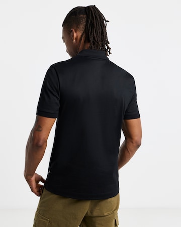 BOSS Short Sleeve Zip Polo - Black