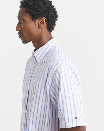 Tommy Jeans Short Sleeve Stripe Poplin Shirt - Ecru