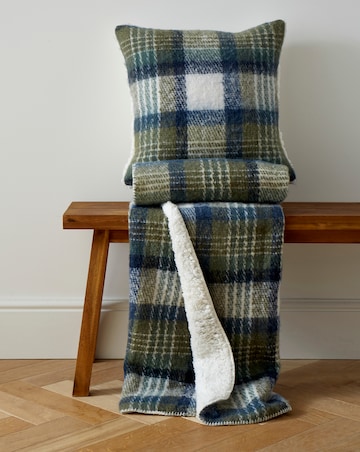 Checked Faux Mohair Throw with Fleece Reverse
