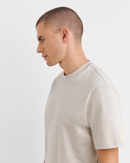 Relaxed Fit Supima Crew Neck T-Shirt- Stone