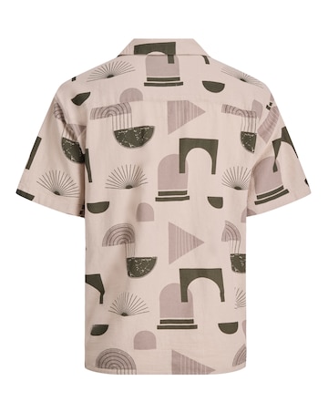 Jack & Jones Abstract Print Resort Shirt - Cream/Green