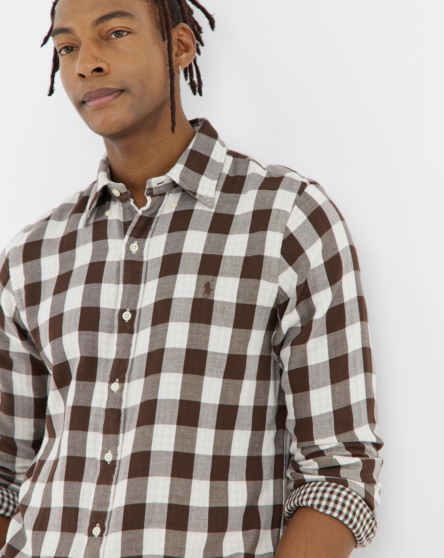 Polo Ralph Lauren Long Sleeve Brushed Check Shirt - Brown | Jacamo