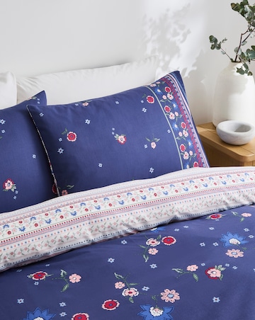 Julipa Ingrid Floral Border Cotton Blend Reversible Duvet Set