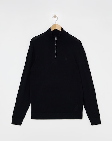 Calvin Klein Merino Quarter Zip Black Jumper