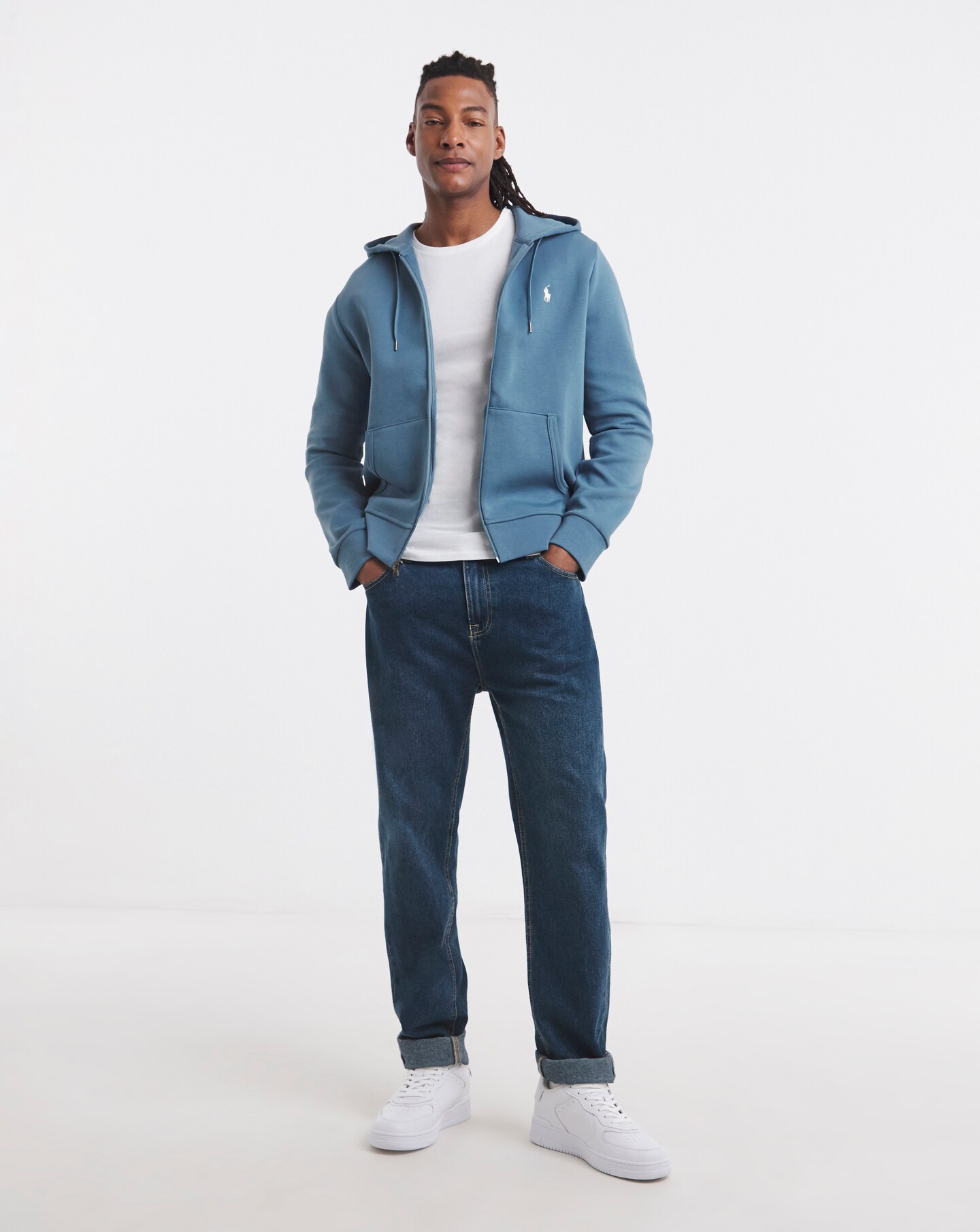 Polo Ralph Lauren Double Knit Zip Through Hoodie - Blue | Jacamo