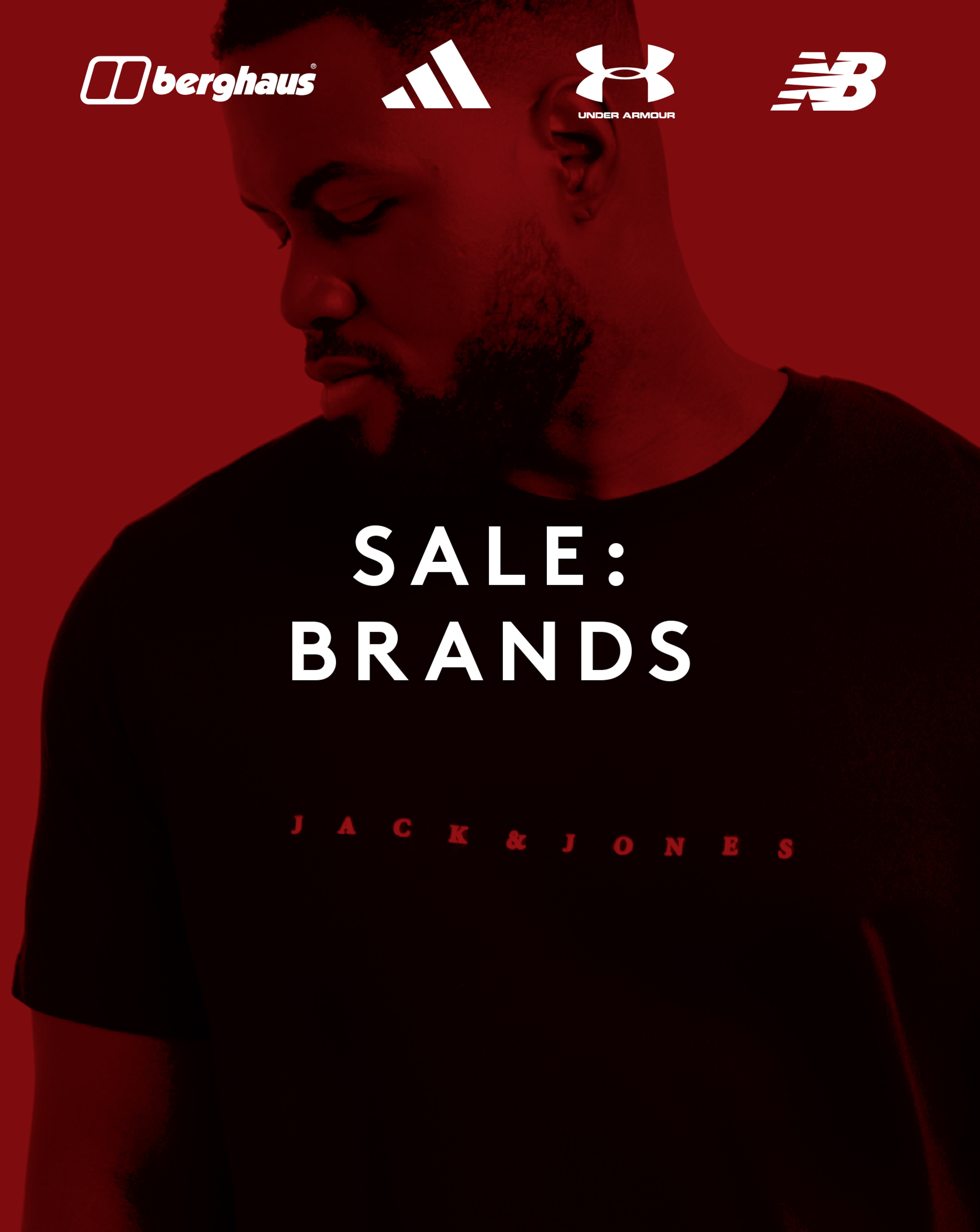 Sale: Brands. Model wears Jack & Jones Star Logo T-Shirt - Black