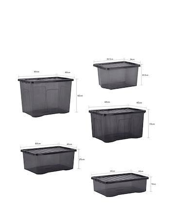 Wham Multisize Crystal Box & Lids Smoke Grey 4Pk