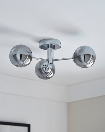 Chrome Ceiling Light With Smokey Glass Shade