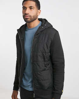 Lyle & Scott Black Hybrid Quilted Zip Through Hoodie