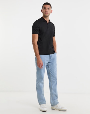 Calvin Klein Short Sleeve Liquid Touch Zip Polo - Black