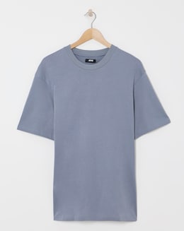 Relaxed Fit Supima Crew Neck T-Shirt- Steel Blue