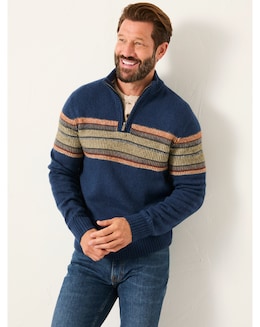 FatFace Runswick 1/2 Neck Jumper (Regular &amp; Tall) - Navy