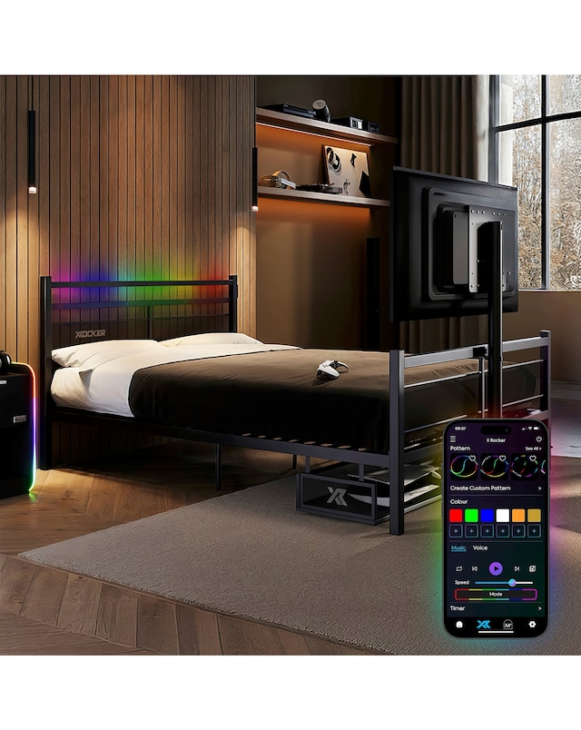 X Rocker Basecamp RGB Double Bed - Black
