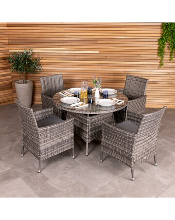 Charles Bentley 4 Seater Round Rattan Dining Set