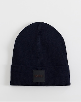 BOSS Logo Badge Beanie - Navy