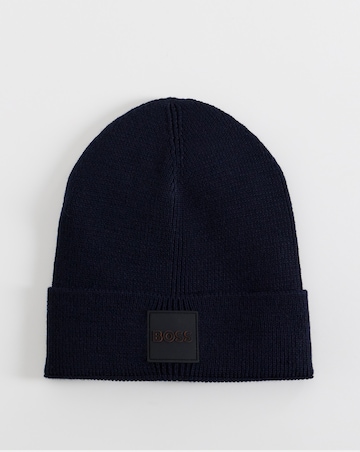 BOSS Logo Badge Beanie - Navy