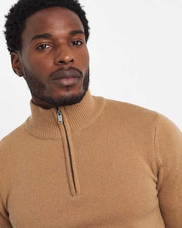 Tan Lambswool Funnel Neck