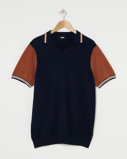 Navy Open Neck Polo