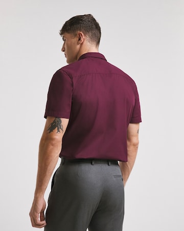 Wine Short Sleeve Formal Shirt Reg