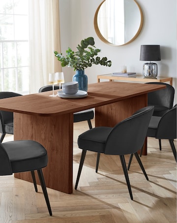 Oslo Panel End Dining Table with 6 Emilie Velvet Chairs