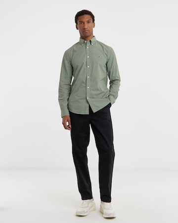 Tommy Hilfiger Long Sleeve Stripe Poplin Shirt - Pine Green