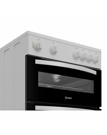Indesit IDE6VMW 60cm Electric Double Cooker with Ceramic Hob - White