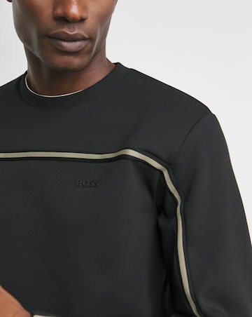 BOSS Black Stripe Crew Neck Sweat