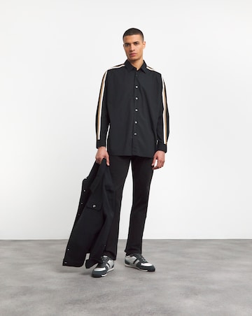 BOSS Contrast Sleeve Taped Black Shirt