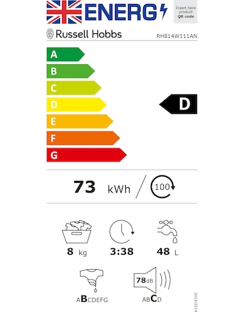 Russell Hobbs 8KG/1400RPM Washing Machine - Anthracite