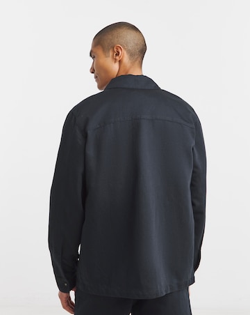 Lyle & Scott Linen Blend Overshirt - Navy