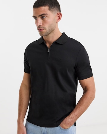 Calvin Klein Short Sleeve Liquid Touch Zip Polo - Black