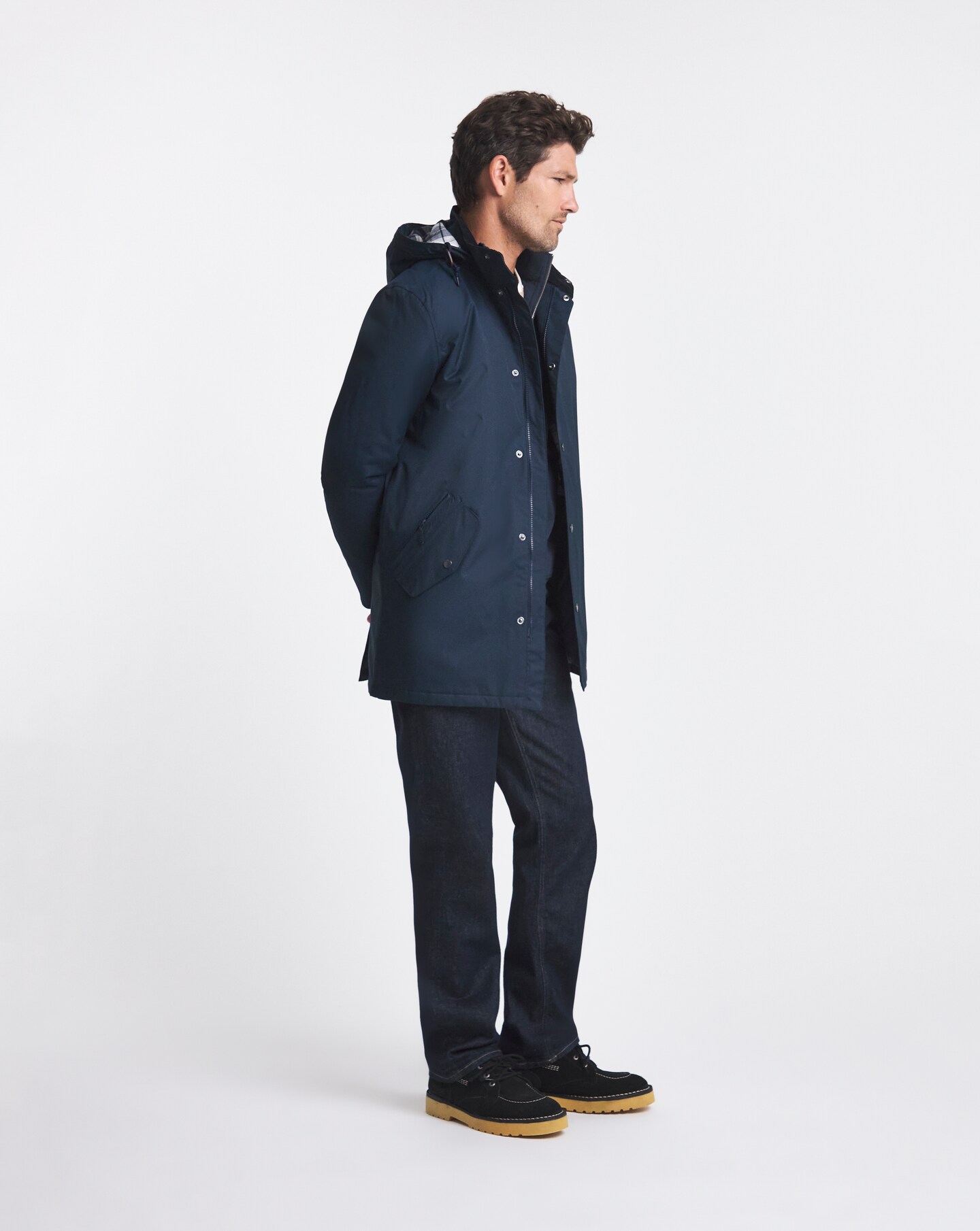 Barbour Chelsea Waterproof Mac - Navy | Jacamo