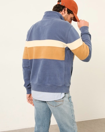 FatFace Brooke Half Neck Colour Block Sweatshirt (Regular & Tall) - Denim Blue