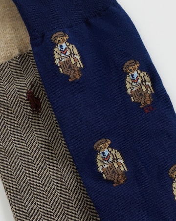 Polo Ralph Lauren 2 Pack Bear Crew Sock - Navy/Camel