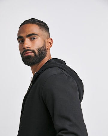 Full Zip Hoodie Long- Black